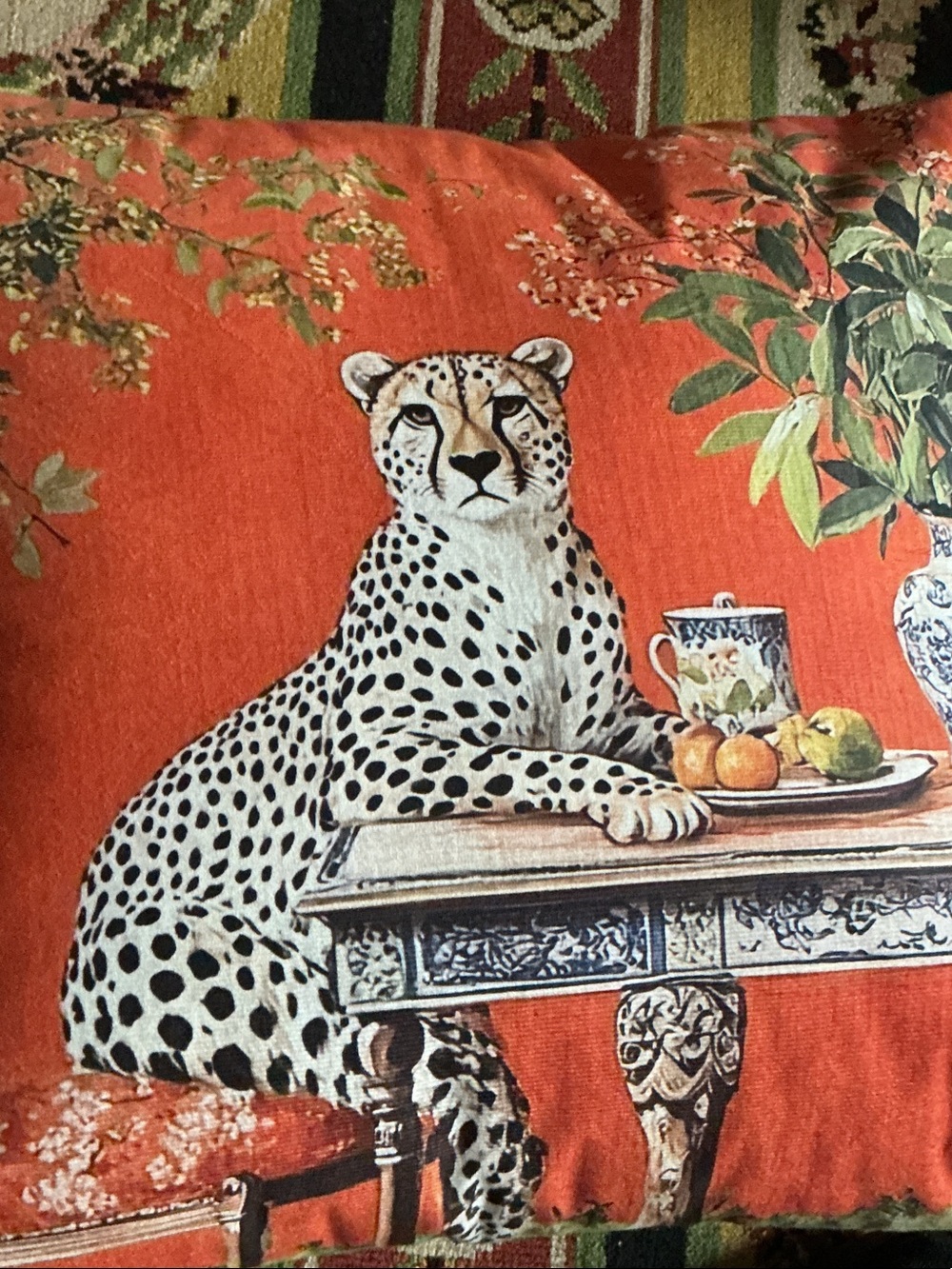 Decorative Orange Cheetah Print Accent Pillow